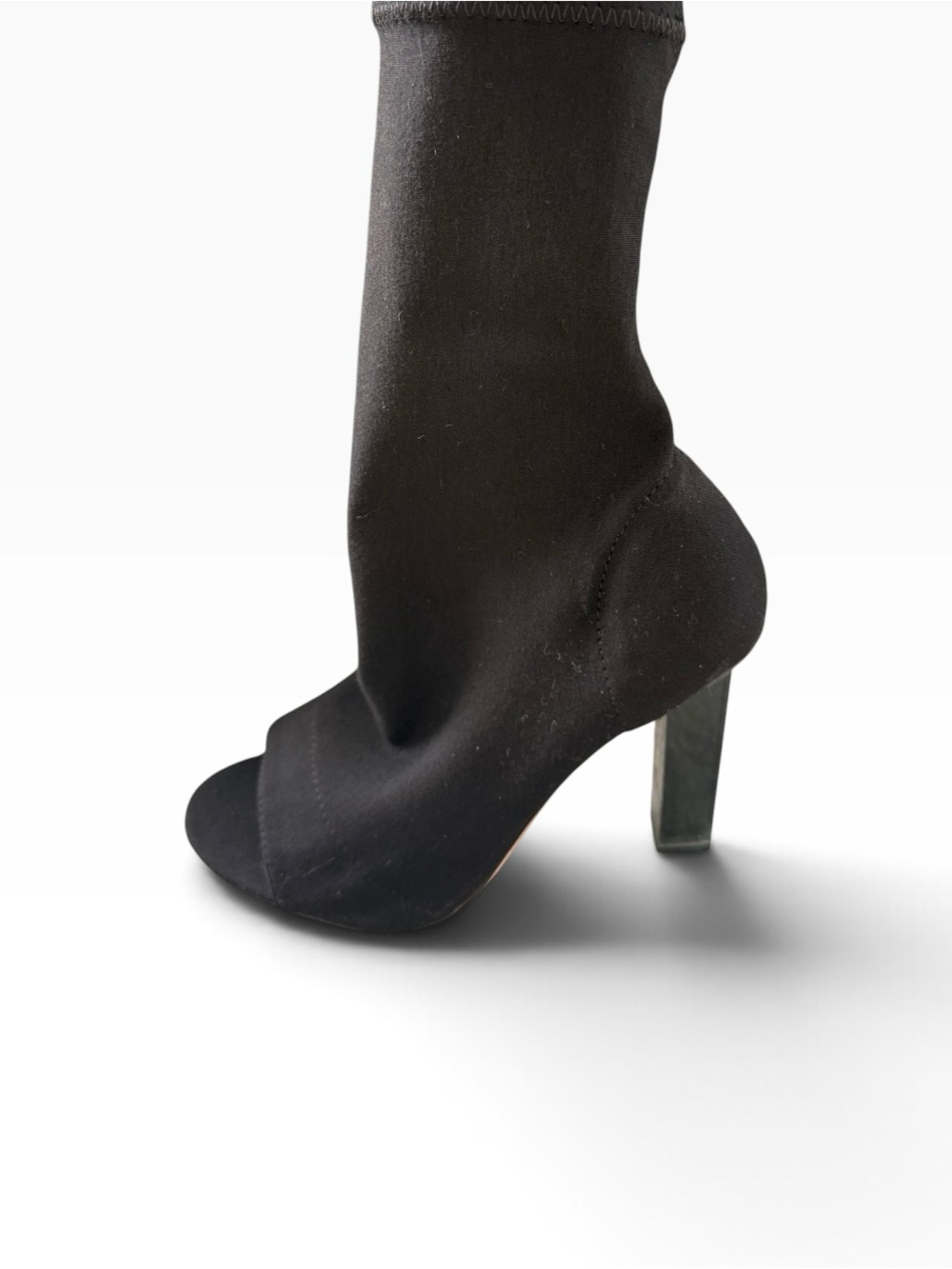 Tony Bianco Black Stretch Sock Boot with Block Heel